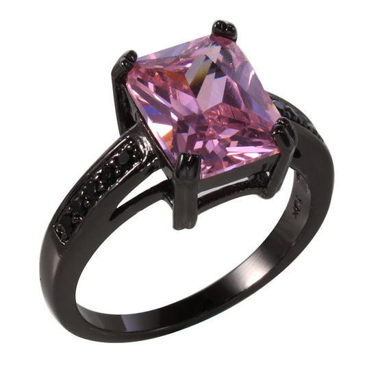 Luxurimo Pink Diamond Black Ring