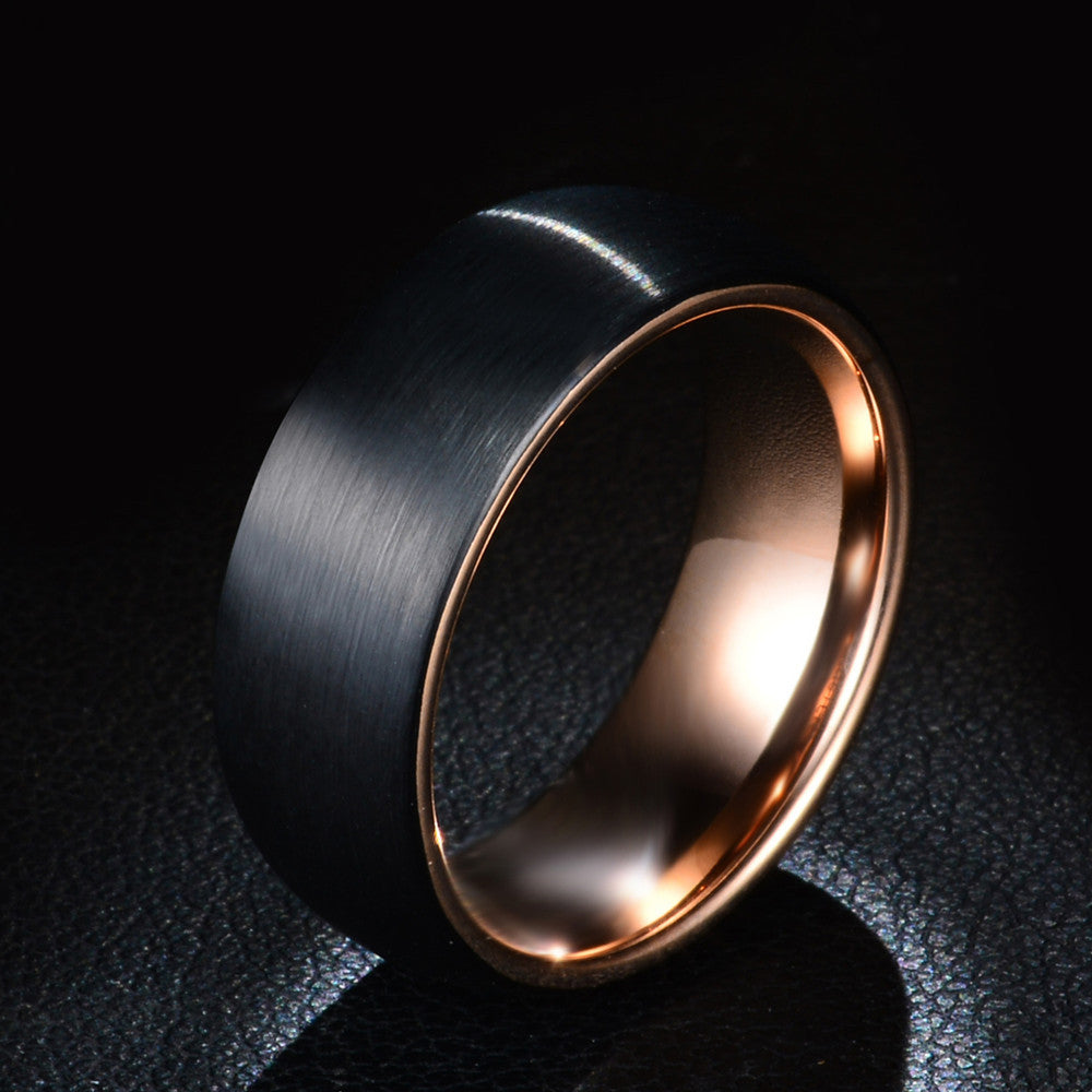 Luxurimo Black Stainless Steel Ring-Rose Gold