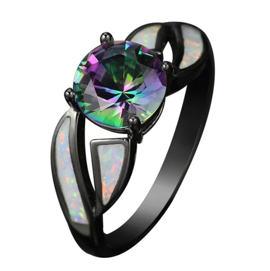 Luxurimo Black Opal Stone Ring