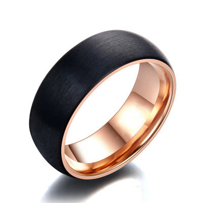 Luxurimo Black Stainless Steel Ring-Rose Gold