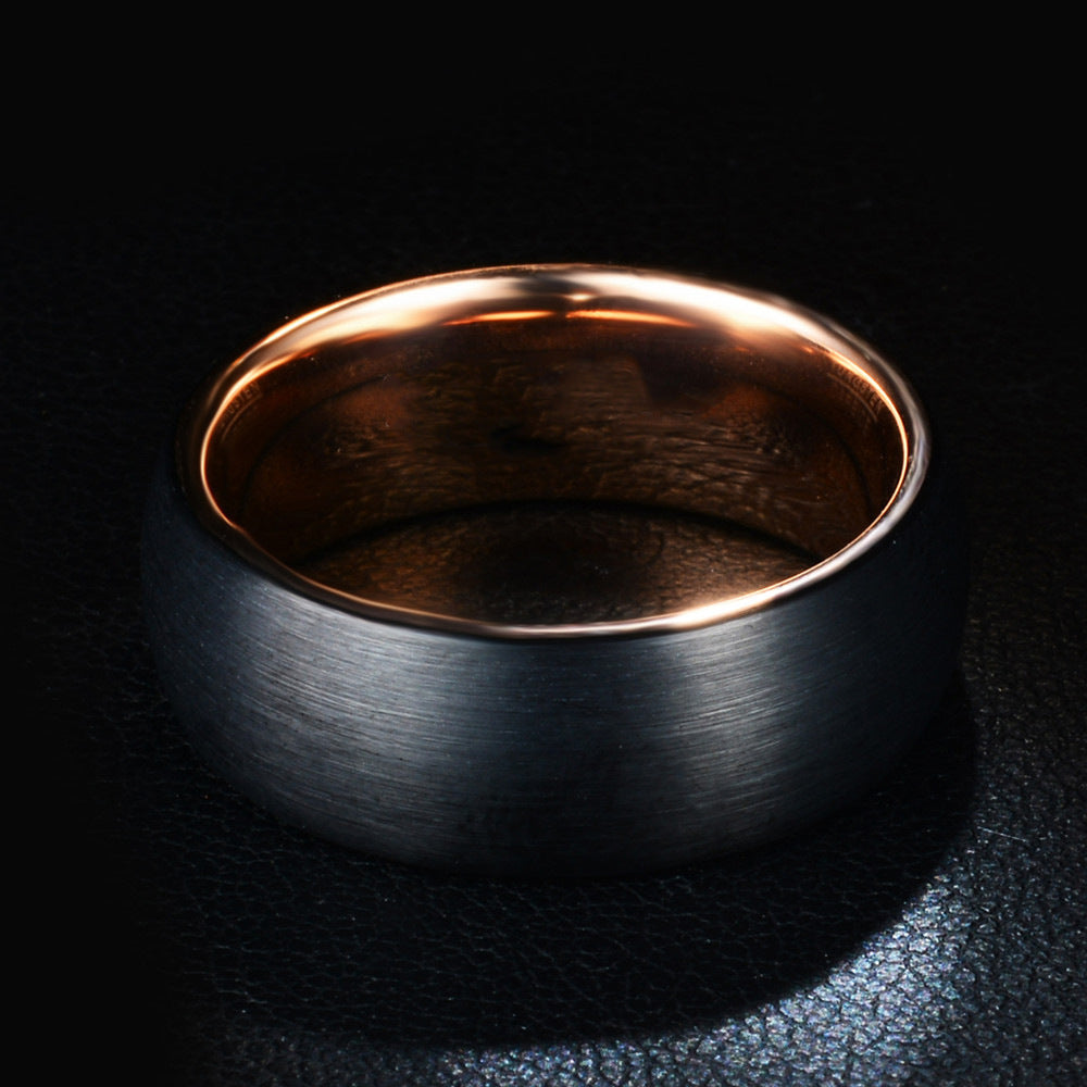 Luxurimo Black Stainless Steel Ring-Rose Gold