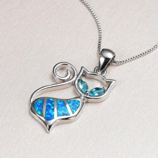 Blue Opal Cat Necklace – luxurimo